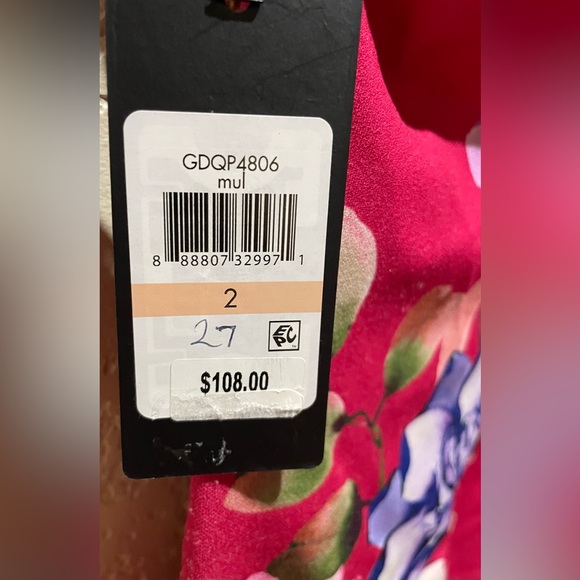 NWT Guess Pink Floral Print Scuba Crepe Dress Side Ruched Stretchy Size 2 - Picture 11 of 14